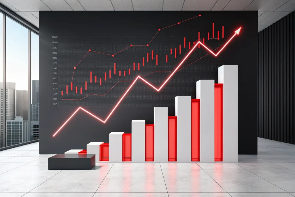 Premium digital business growth visual with red accents for DigiNexUp hero section